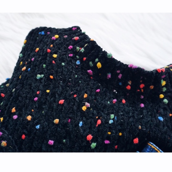 Chenille Confetti Black Turtleneck Sweater - Picture 4 of 7